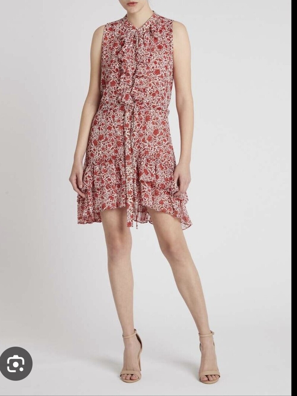 MISA LOS ANGELES Red Floral Sleeveless Tie-Front Dress Size XS